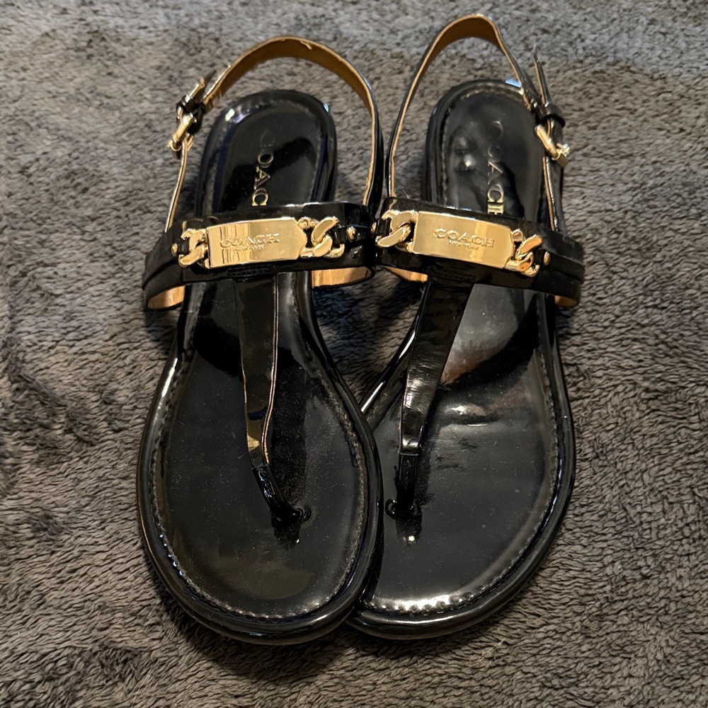 Coach Black and Gold Sandals